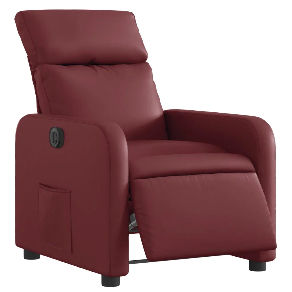 Poltrona Reclinabile Elettrica Rosso Vino in Similpelle