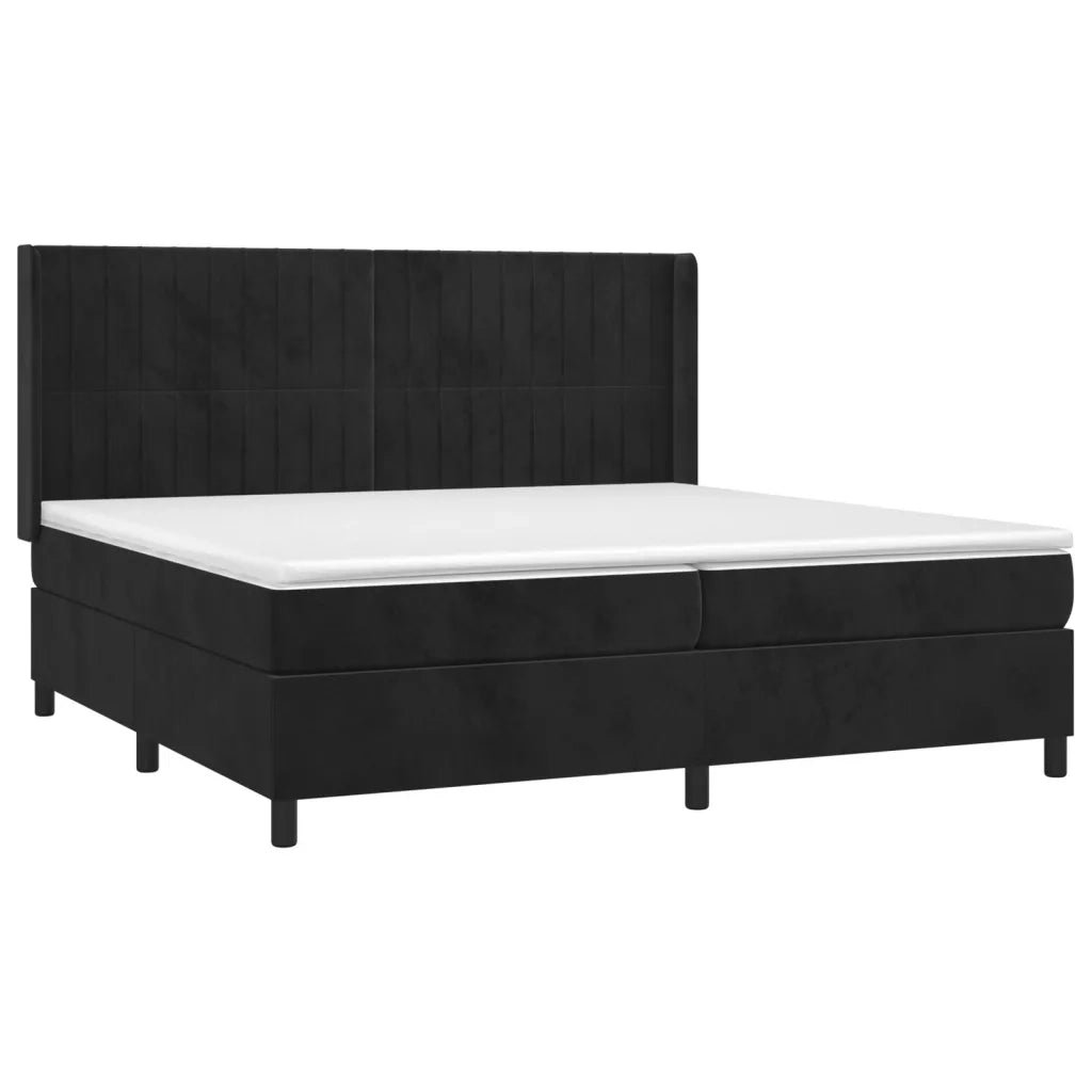 Letto a Molle con Materasso e LED Nero 200x200 cm in Velluto cod mxl 61854