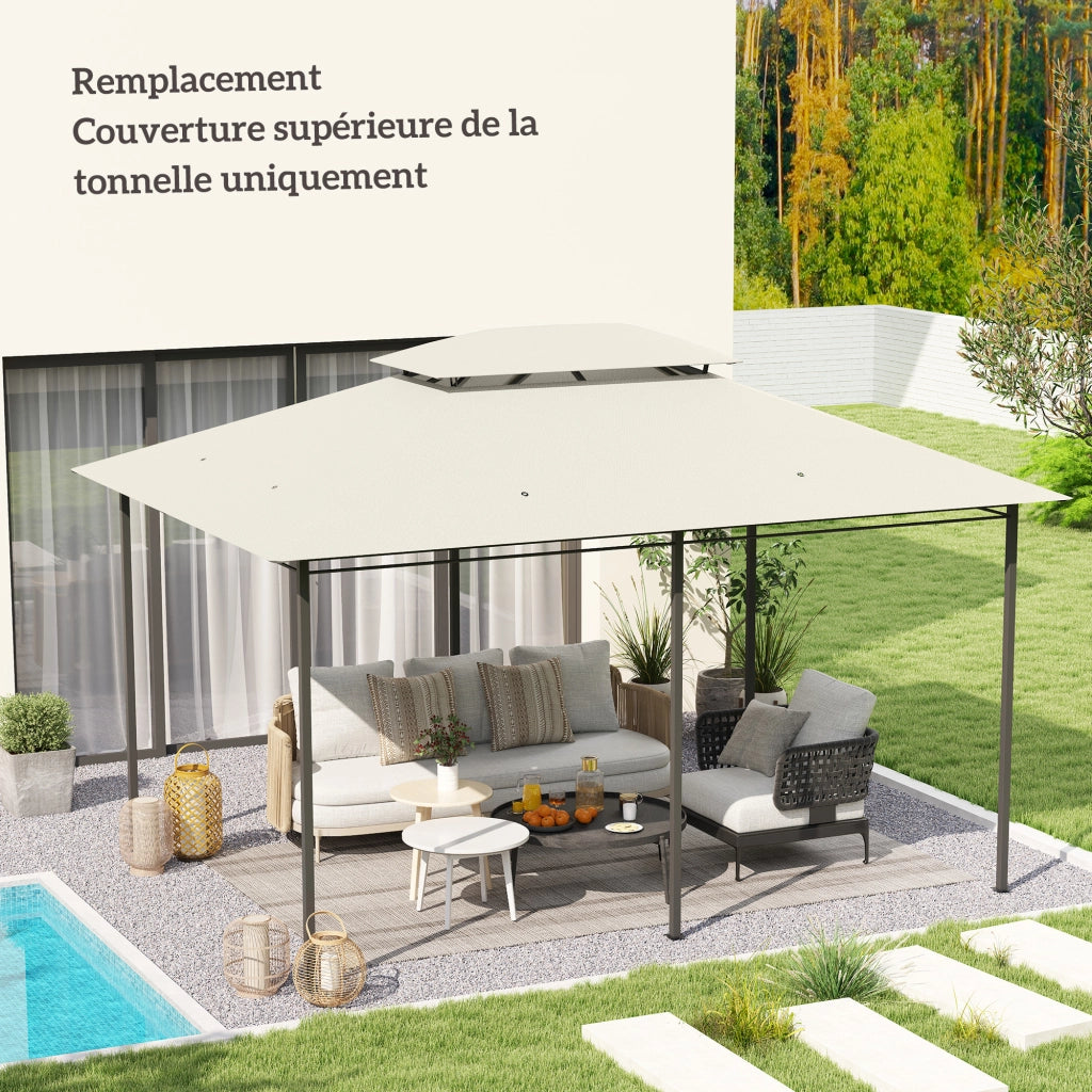 Telo per gazebo 4x3m doppio tetto drenaggio ¨C zephmum ¨C crema 180g/m2 poliestere
