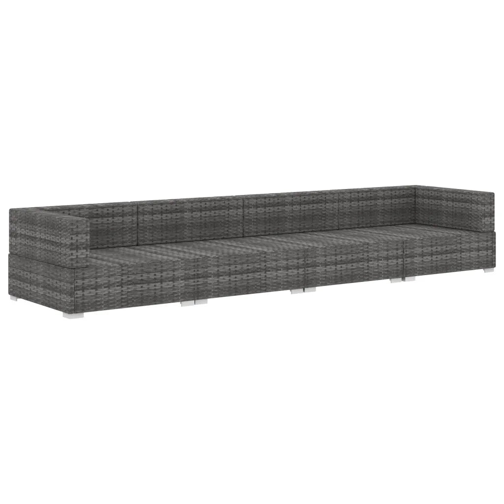 Set Divani da Giardino 4 pz | Set Salotto da Giardino con Cuscini in Polyrattan Grigio