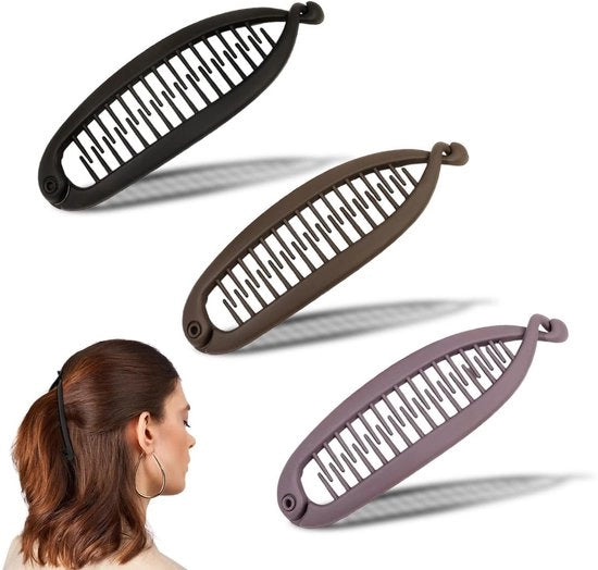 Set di clip per capelli da donna - 3 pezzi - 11,5 x 3,5 cm - Design pratico