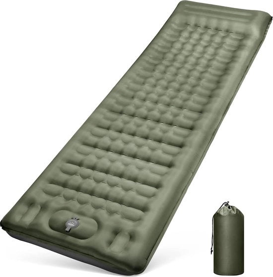 Matras opblaasbaar, 12 cm, ultralicht, waterdicht, luchtmatras, outdoor, anti-ripstop, con pompa a pedale e cuscino
