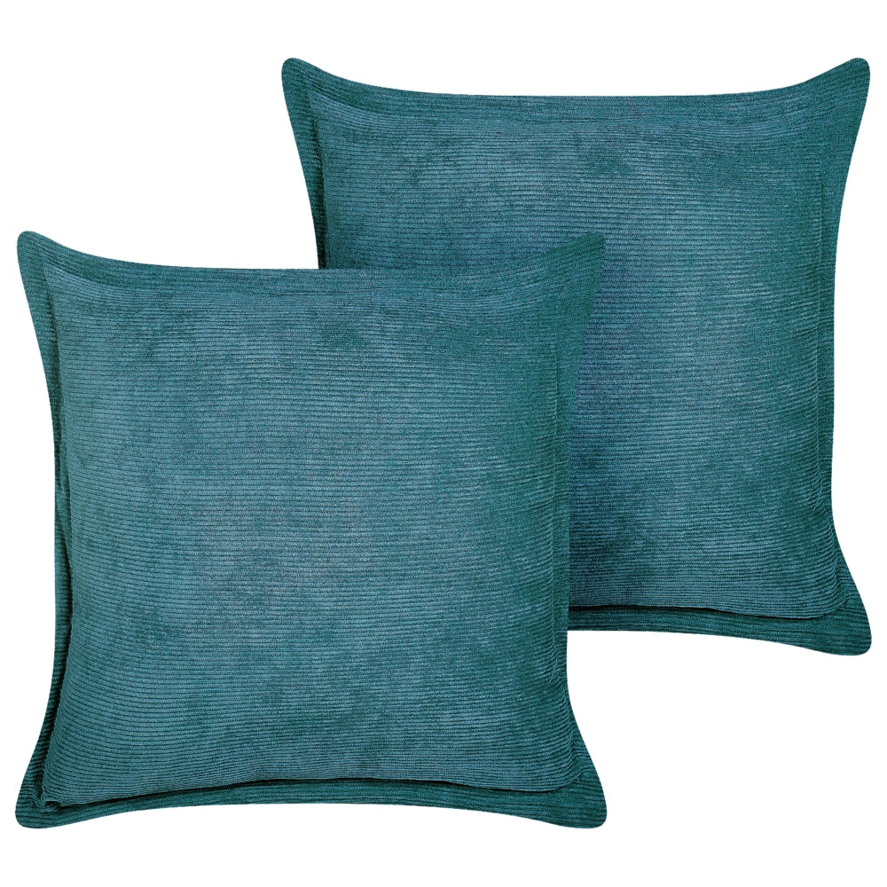 Set di 2 cuscini decorativi in velluto a coste verde petrolio 43 x 43 cm stile moderno tradizionale