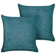 Set di 2 cuscini decorativi in velluto a coste verde petrolio 43 x 43 cm stile moderno tradizionale