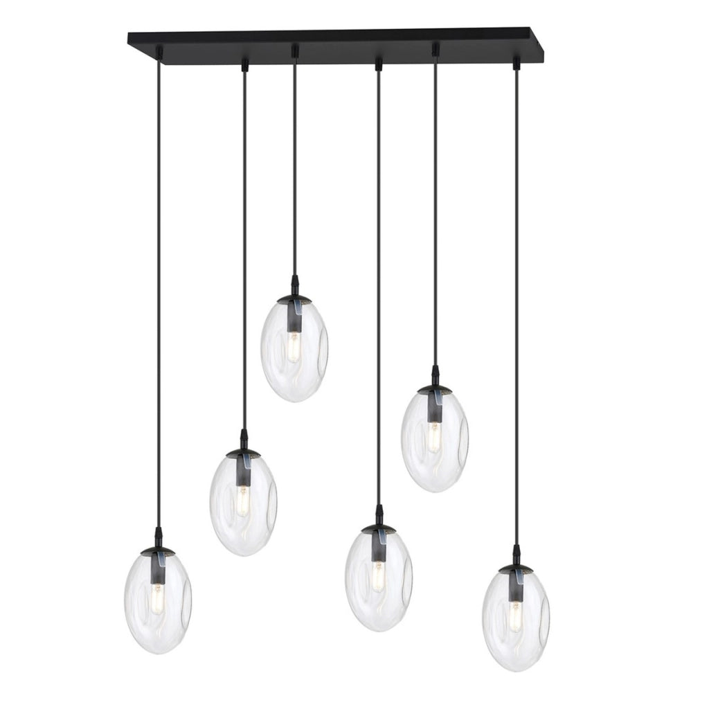 Lampada a sospensione Astral in acciaio nero e vetro