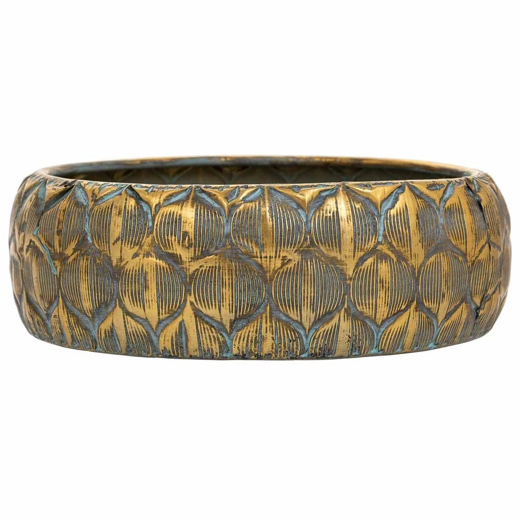 Fioriera in metallo dorato 31,5x31,5x9,5h