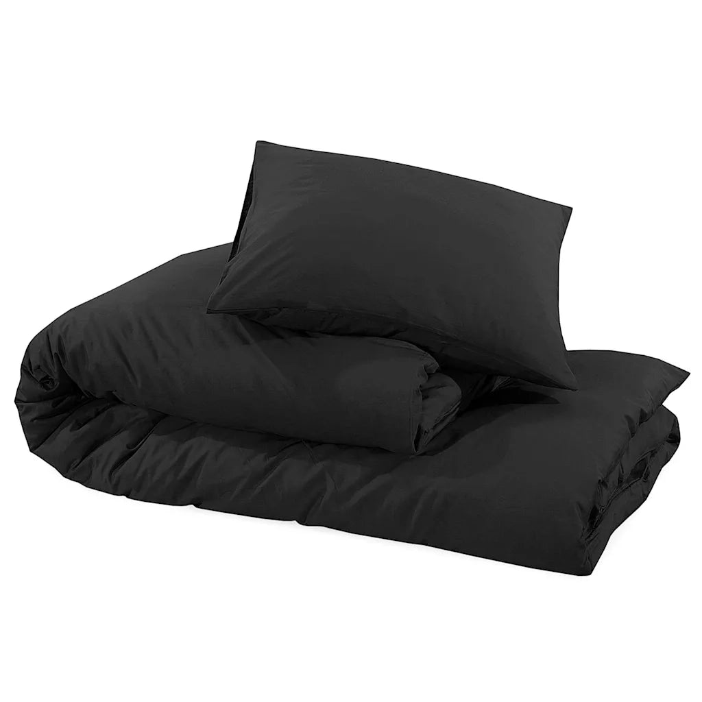 Set Copripiumino Nero 155x220 cm in Microfibra Leggera CFW1935085