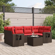 Set Divani da Giardino 7 pz con Cuscini Marrone in Polyrattan 3219923