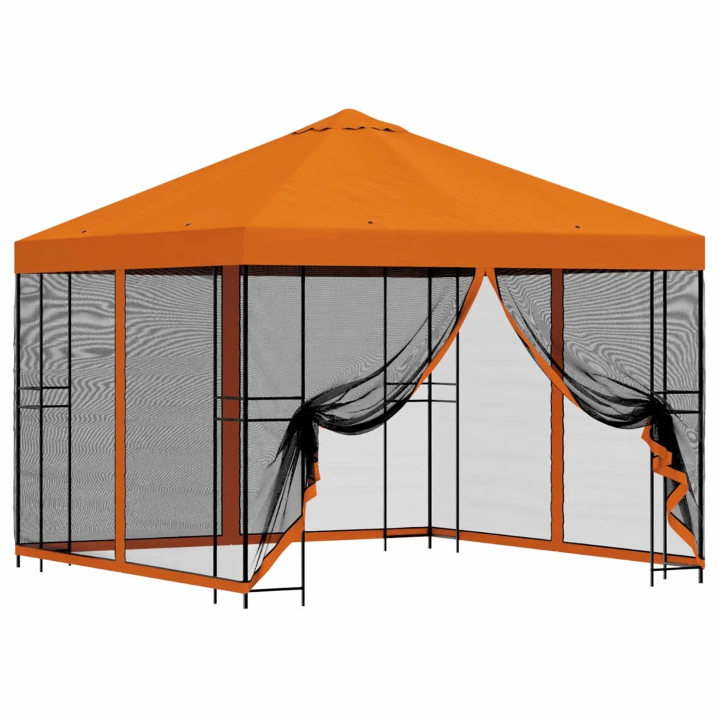 Gazebo da giardino con pareti laterali 3 x 3 m Arancione 900345