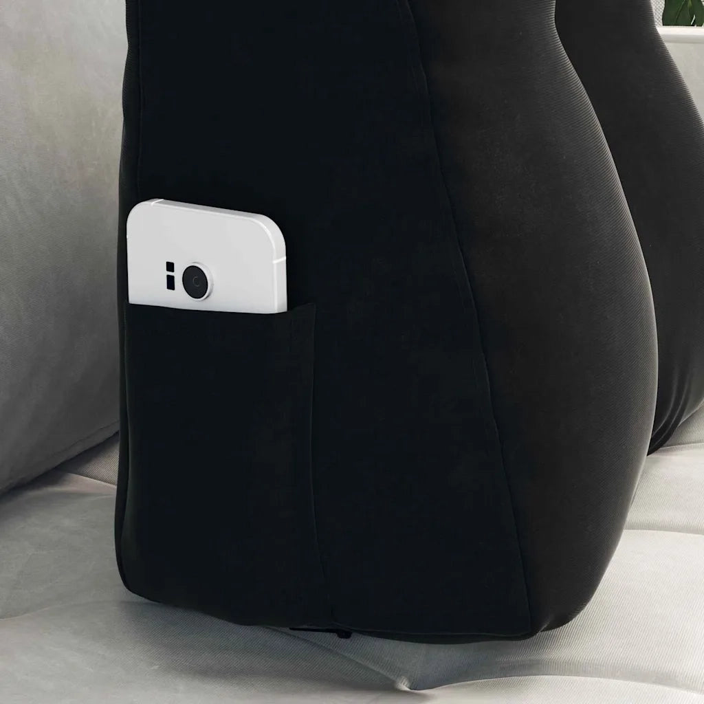 Cuscino per Schiena | Cuscino dorsale Nero 45 x 24 x 50 cm Velluto