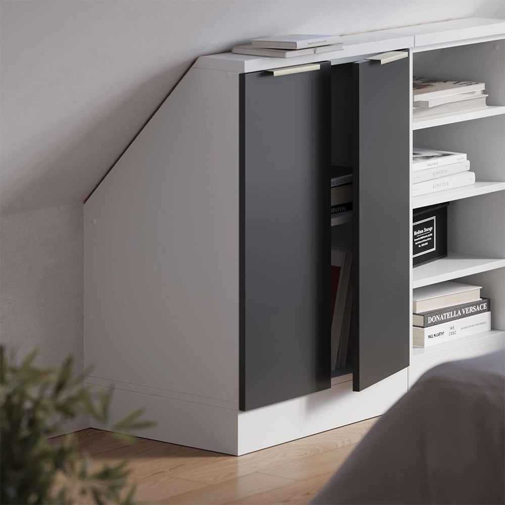 Mobile sottotetto Rion Antracite-oro/Bianco 60 x 83.8 cm con 2 porte Vicco