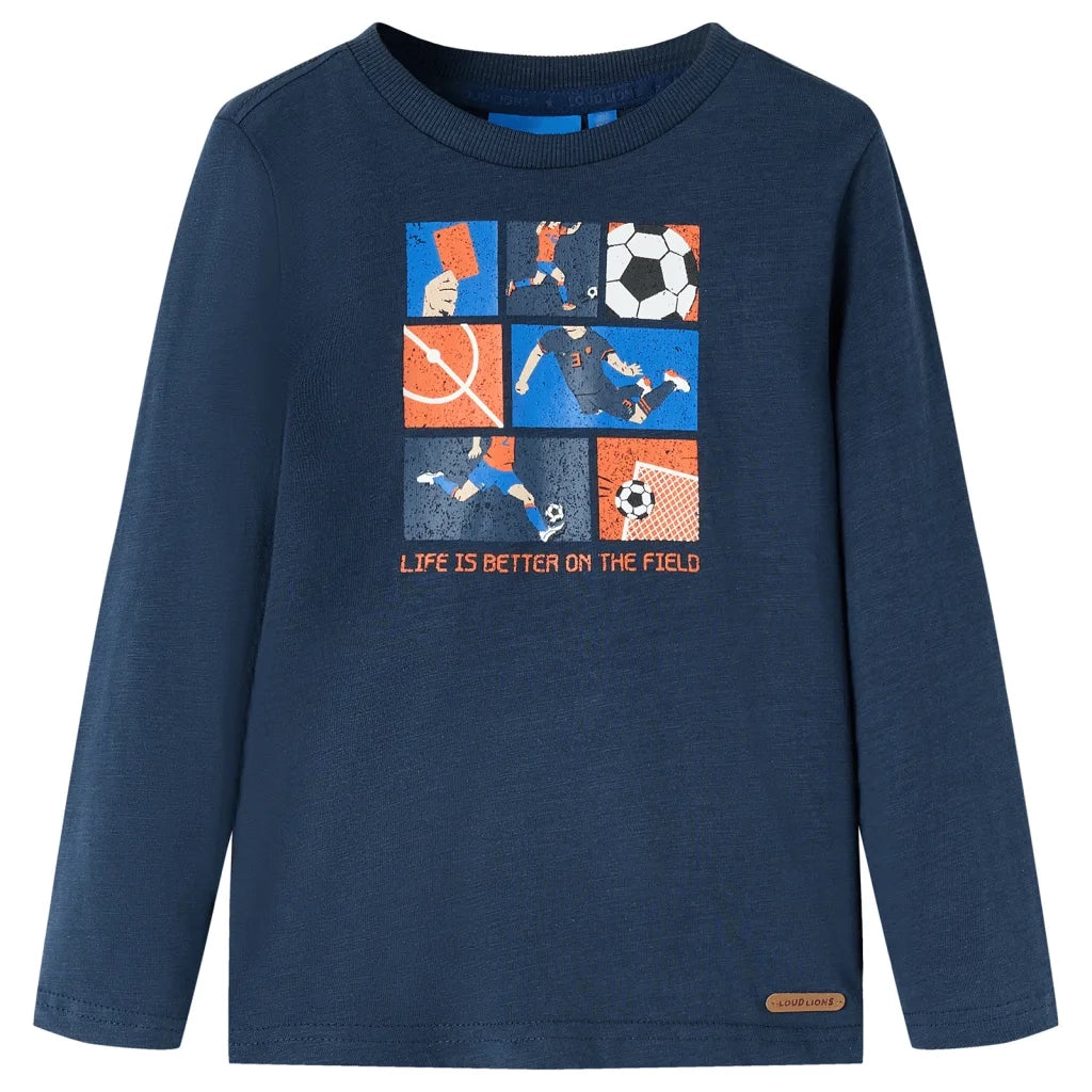 Maglietta Bambino Maniche Lunghe Blu Marino MÃ©lange 116cod mxl 132027