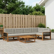 Set di divani da esterno 6 pcs Naturale e Grigio chiaro