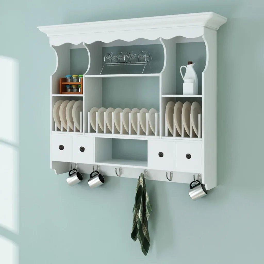 Pensile da Cucina-Mobile Cucina da Parete in Legno Bianco