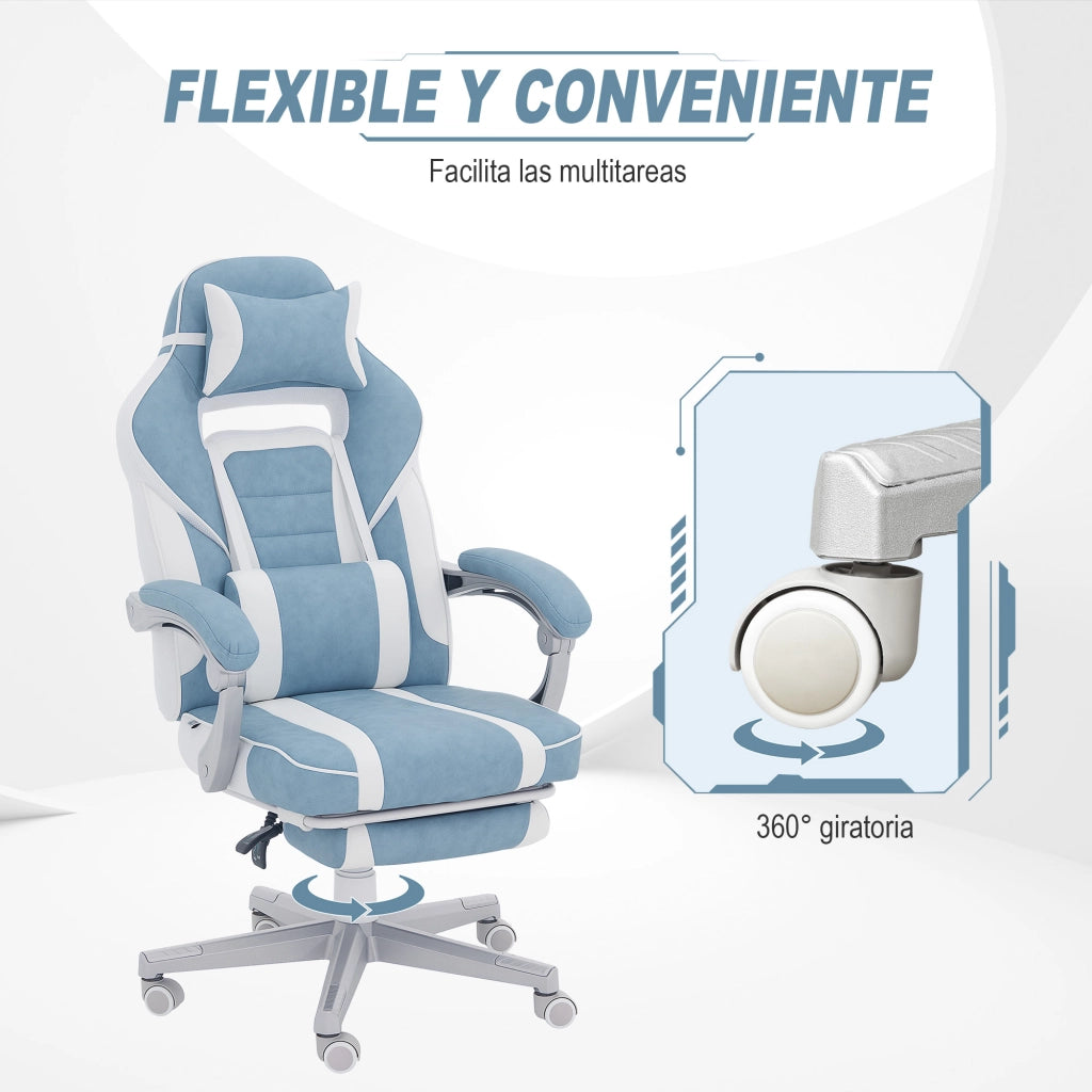 Sedia Gamer Reclinabile con Poggiatesta e Poggiapolsi Regolabile ¨C Zephmum ¨C Blu