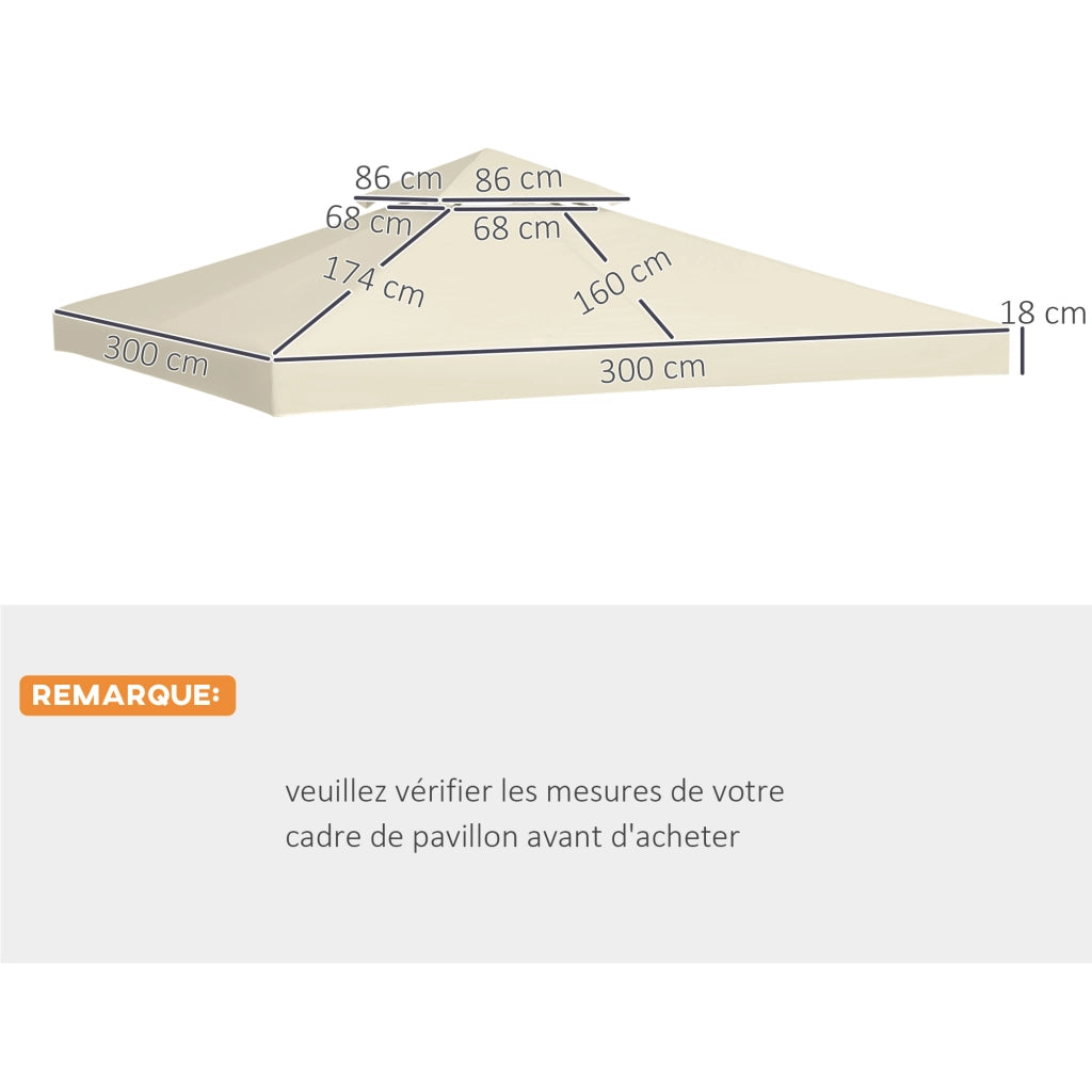 Telo di Ricambio per Gazebo 3x3 m ¨C zephmum ¨C Crema