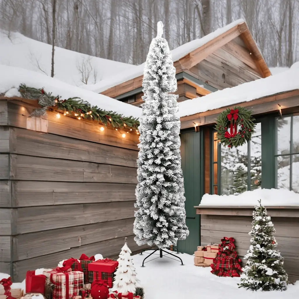 Albero di Natale Artificiale-Decorazioni natalizie con Neve Fioccata Verde 240 cm PVC