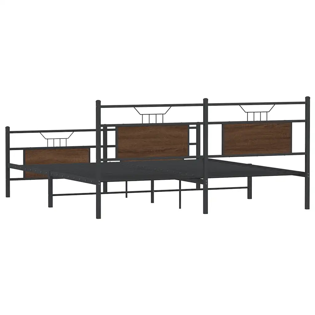 Giroletto senza Materasso in Metallo-Struttura Letto Rovere Marrone 180x200 cm 858875