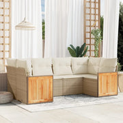 Set Divano da Giardino 6 pz con Cuscini Beige in Polyrattan 3260343