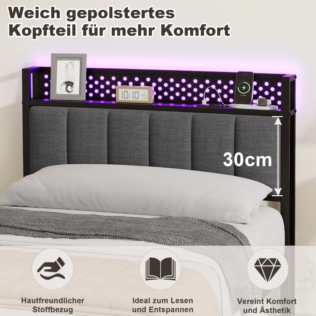 Letto singolo 90x200 cm, colore nero
