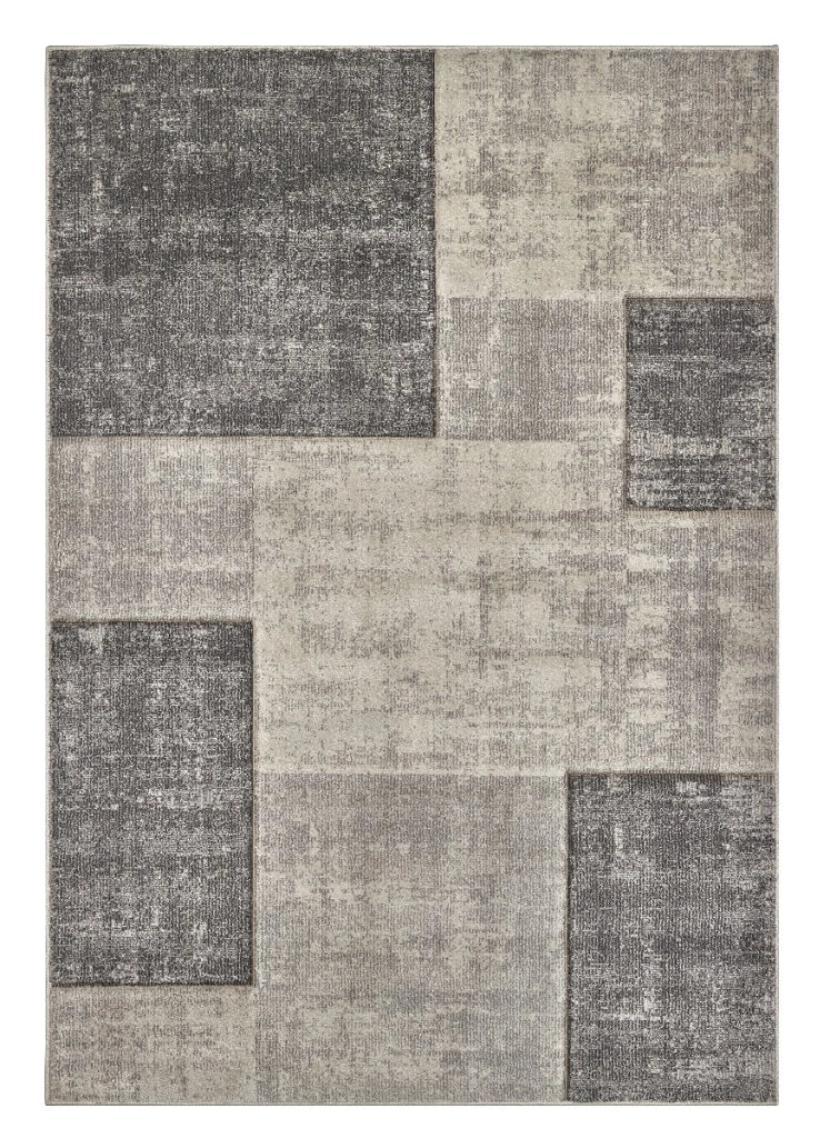 Tappeto FUNNY B3331 grigio cm.140x200 moderno disegno intarsiato a quadri