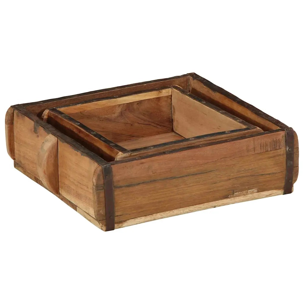 Vassoio 2 pcs Marrone 29 x 31 x 10 cm Legno Recuperato Massello 4019614