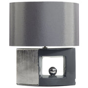 Lampada da tavolo Lampada da comodino con paralume in tessuto con base in ceramica grigia