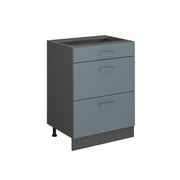 Vicco Mobiletto base per cucina Grigio-blu 60 cm con cassetti, senza piano di lavoro