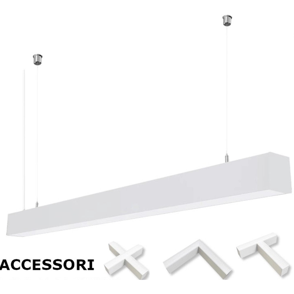 Trade Shop - Lampadario Led Lineare A Sospensione Soffitto 40w Modulare Tecnologia Cct Ll57-120c-3c - Bianco