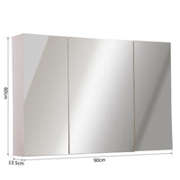 Specchiera da Bagno 3 Ante in Legno Rovere 90x60x13.5 cm