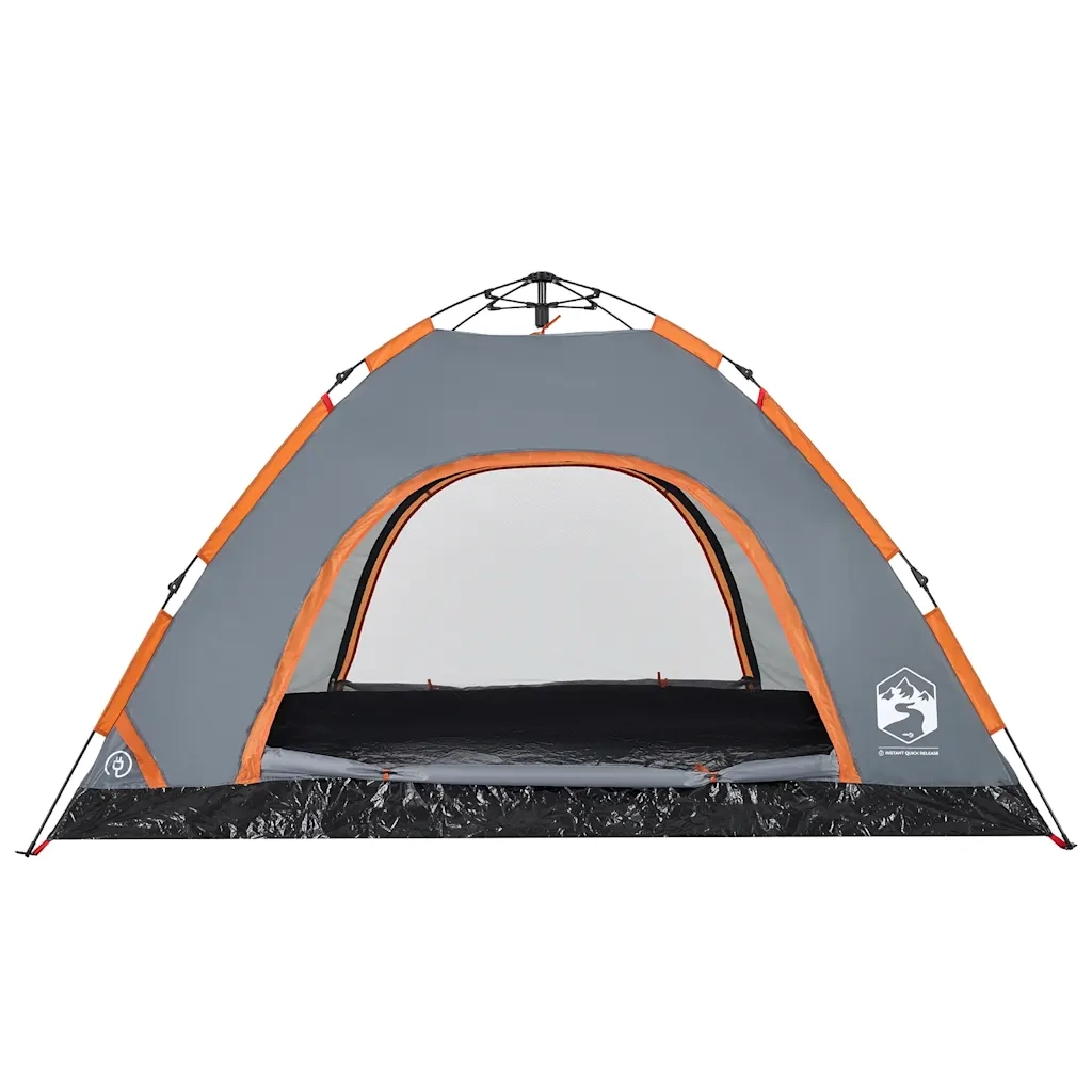 Tenda Campeggio 4 Persone Grigio e Arancione a Rilascio Rapido 4004171