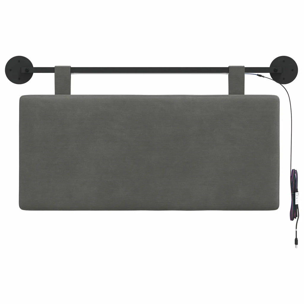 Testiera sospesa Con luce LED Grigio Scuro Tessuto in Cords 3424282