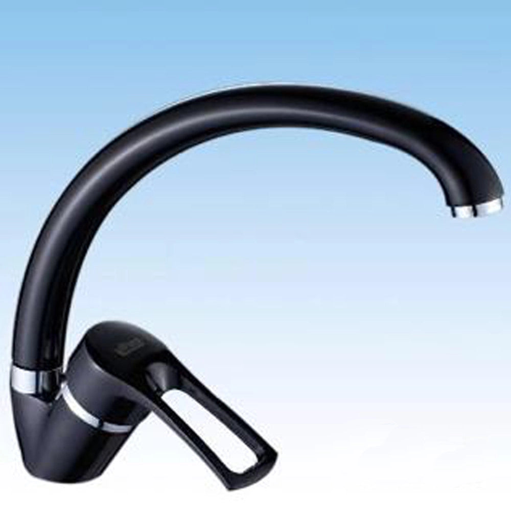 Trade Shop - Miscelatore Rubinetto Per Lavello Lavandino Cucina Monocomando Colore Nero Capri -