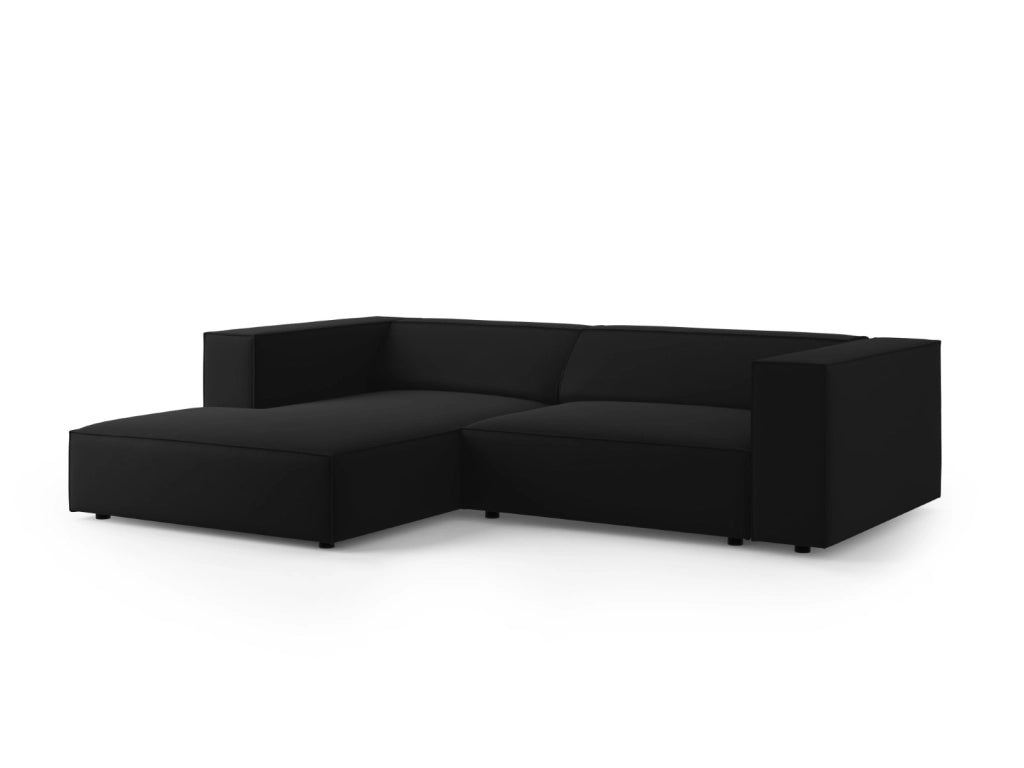 Cosmopolitan Design - Divano angolare sinistro "Arendal" 3 posti in velluto nero 