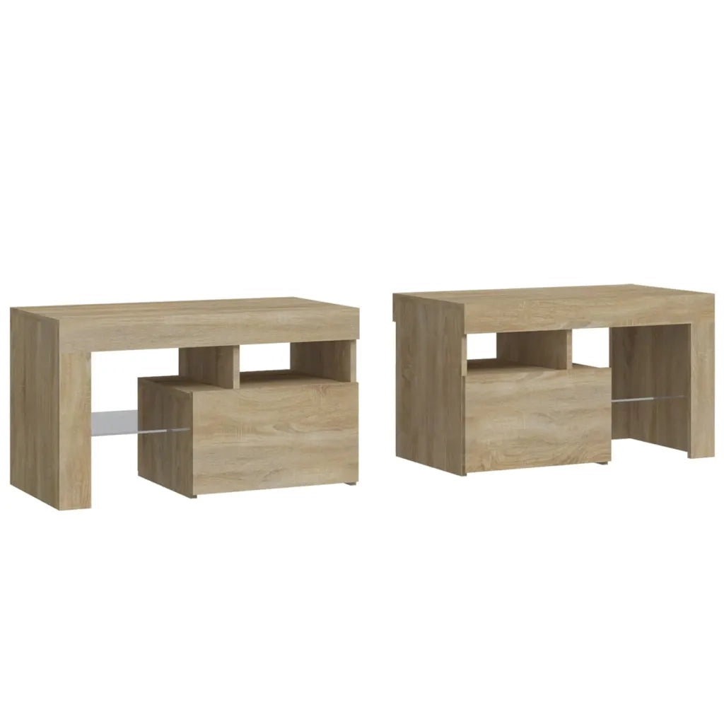 Comodini 2 pz con Luci a LED Rovere Sonoma 70x36,5x40 cm 3152772