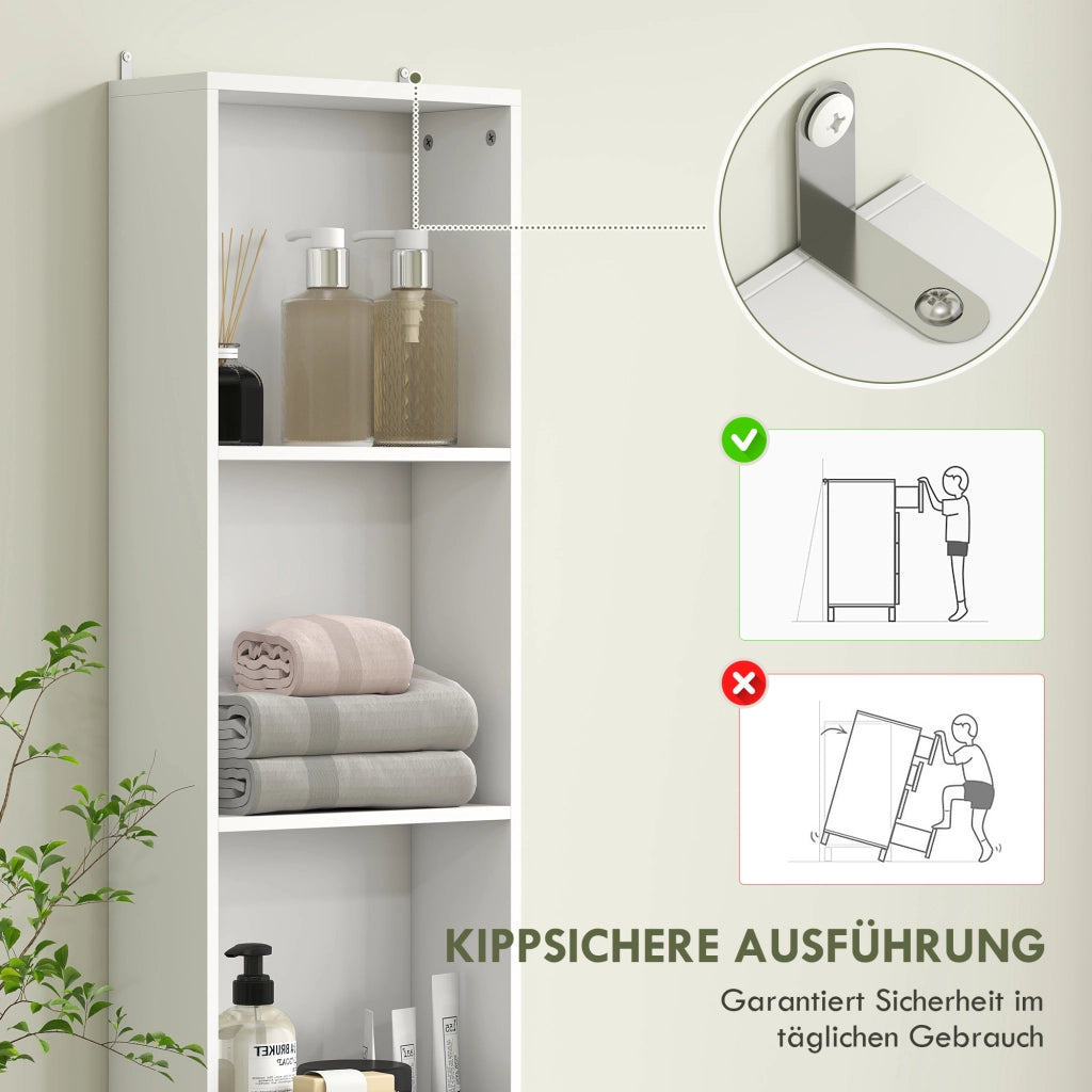 Armadietto Bagno Alto Stretto con Cassetti e Ripiani ¨C zephmum ¨C Bianco Truciolato 30x30x
