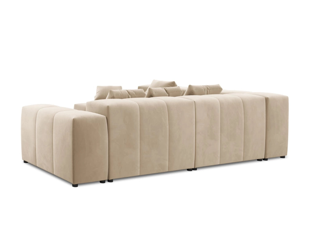 Cosmopolitan Design - Divano angolare modulare reversibile "Rome" 7 posti in velluto beige 