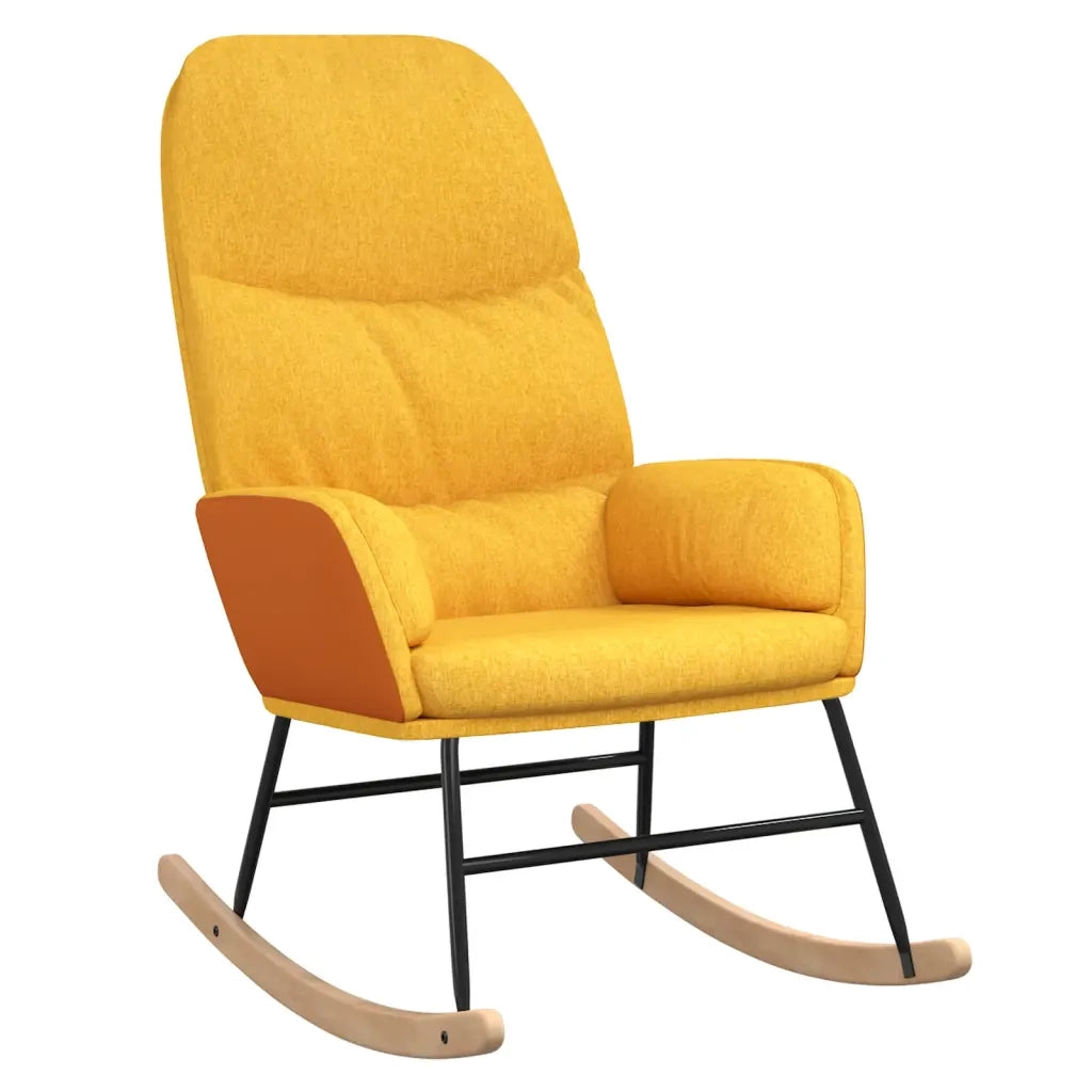 Sedia a Dondolo Giallo Senape in Tessuto 341049