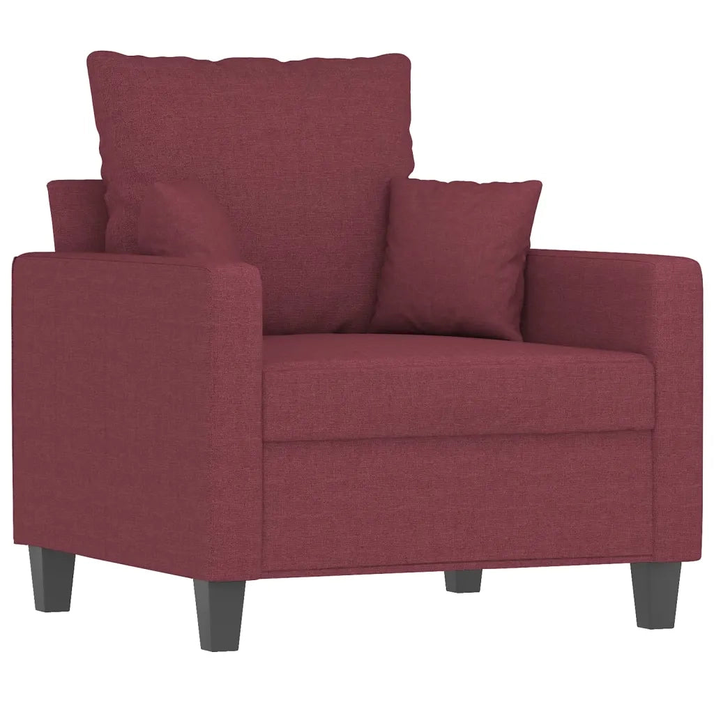 Poltrona con Poggiapiedi Rosso Vino 60 cm in Tessuto