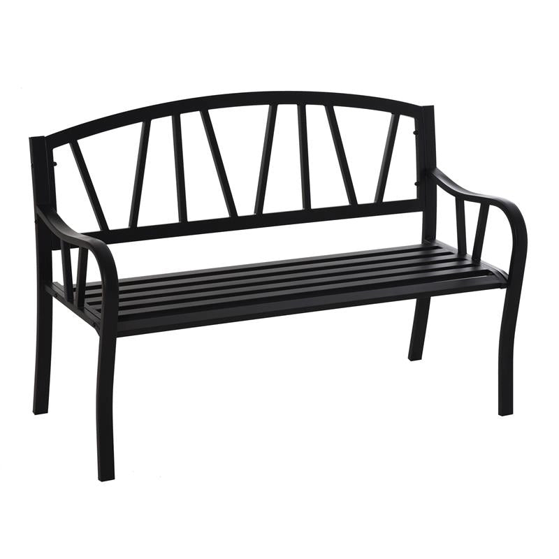 PANCHINA DA GIARDINO 2 POSTI  IN METALLO 128 X 56  X 86 CM NERO
