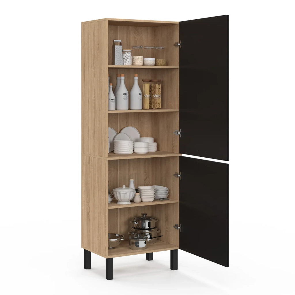 IDMarket - Cucina a 2 ante CINA 60 cm in faggio e nero