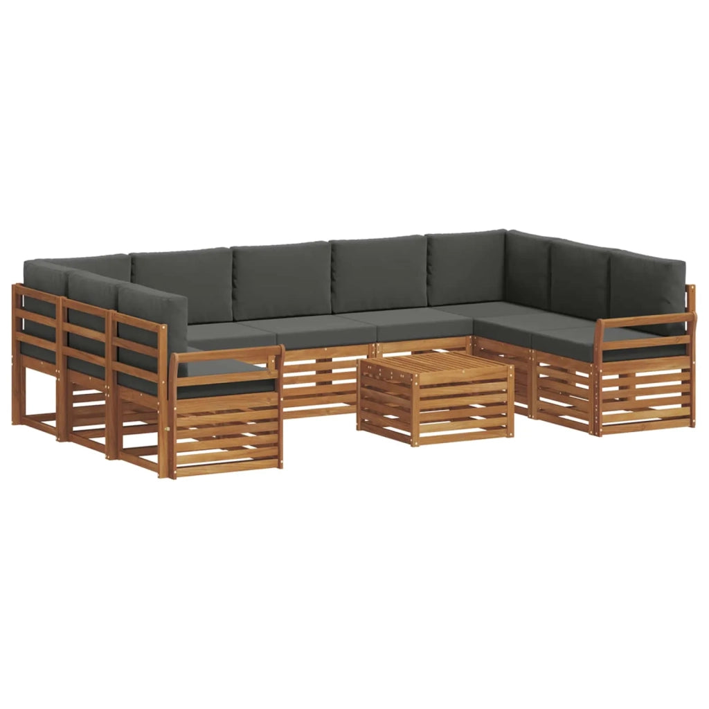 Set divani 10 pcs Naturale e Antracite Legno di Acacia Massello