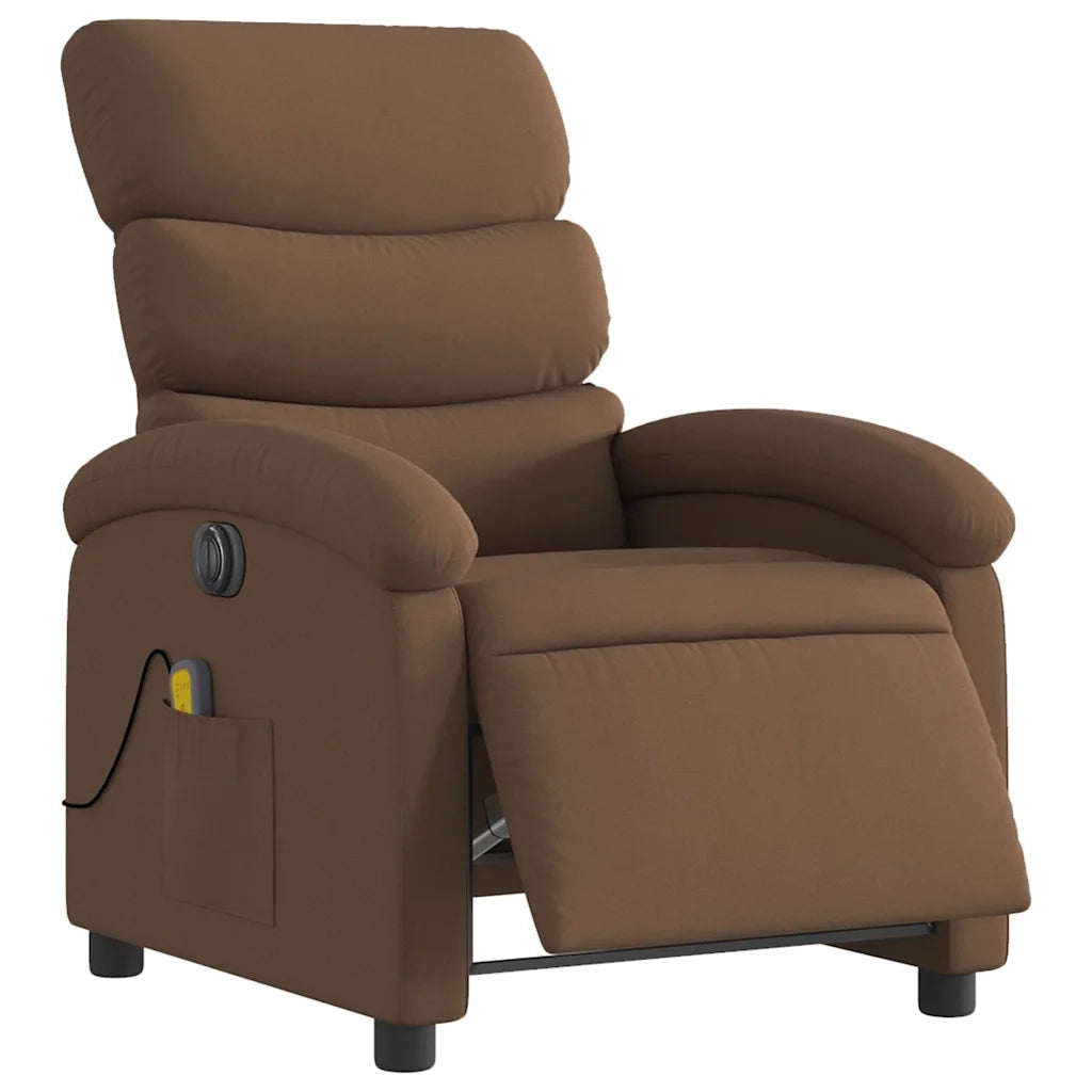 Poltrona Massaggiante | Sedia Relax Reclinabile Elettrica Marrone in Tessuto
