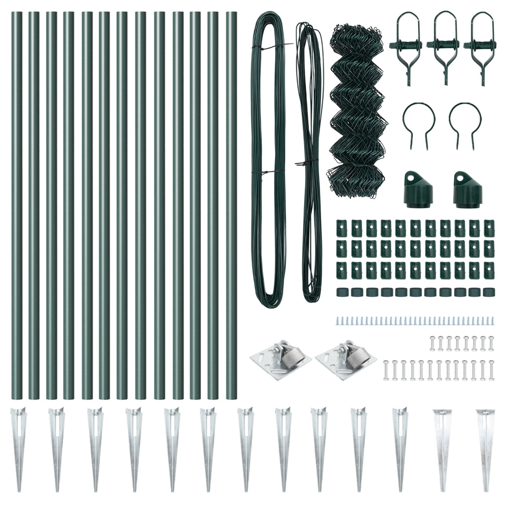 Recinzione a Maglie Set di 2 Verde Metallo 0.8 x 25 m Durevole
