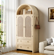 Credenza ad arco in rattan con doppio cassetto