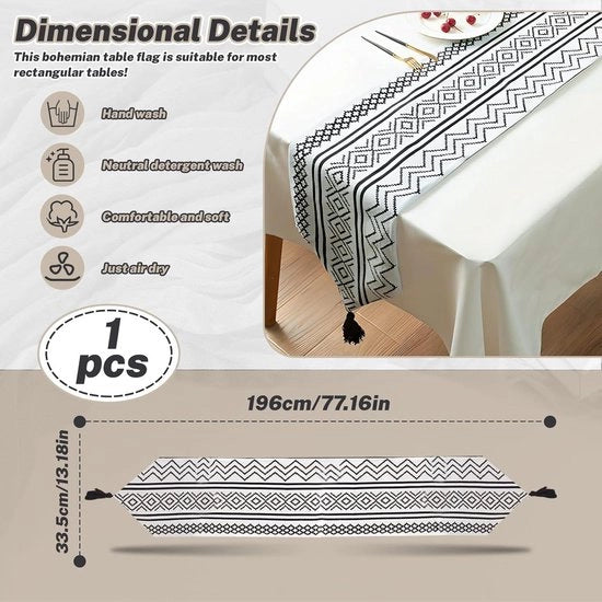 Tavolo da pranzo moderno boho con geometrie 77in 196cm - Tavolo da pranzo rustico con maniglie