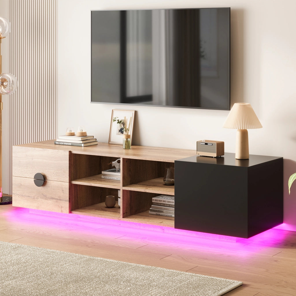 Mobile TV in Legno ¨C MINIMAL ¨C Nero, con Cassetto e Ante, Soggiorno