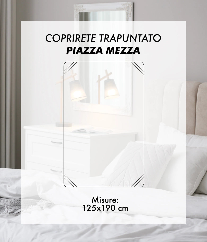 Coprirete Trapuntato Imbottito 190 Grammi Con Laccetti Negli Angoli Proteggi Materasso Polvere Doghe Letto No Umidità Muffa Traspirante Anallergico Antiacaro  Piazza e mezza