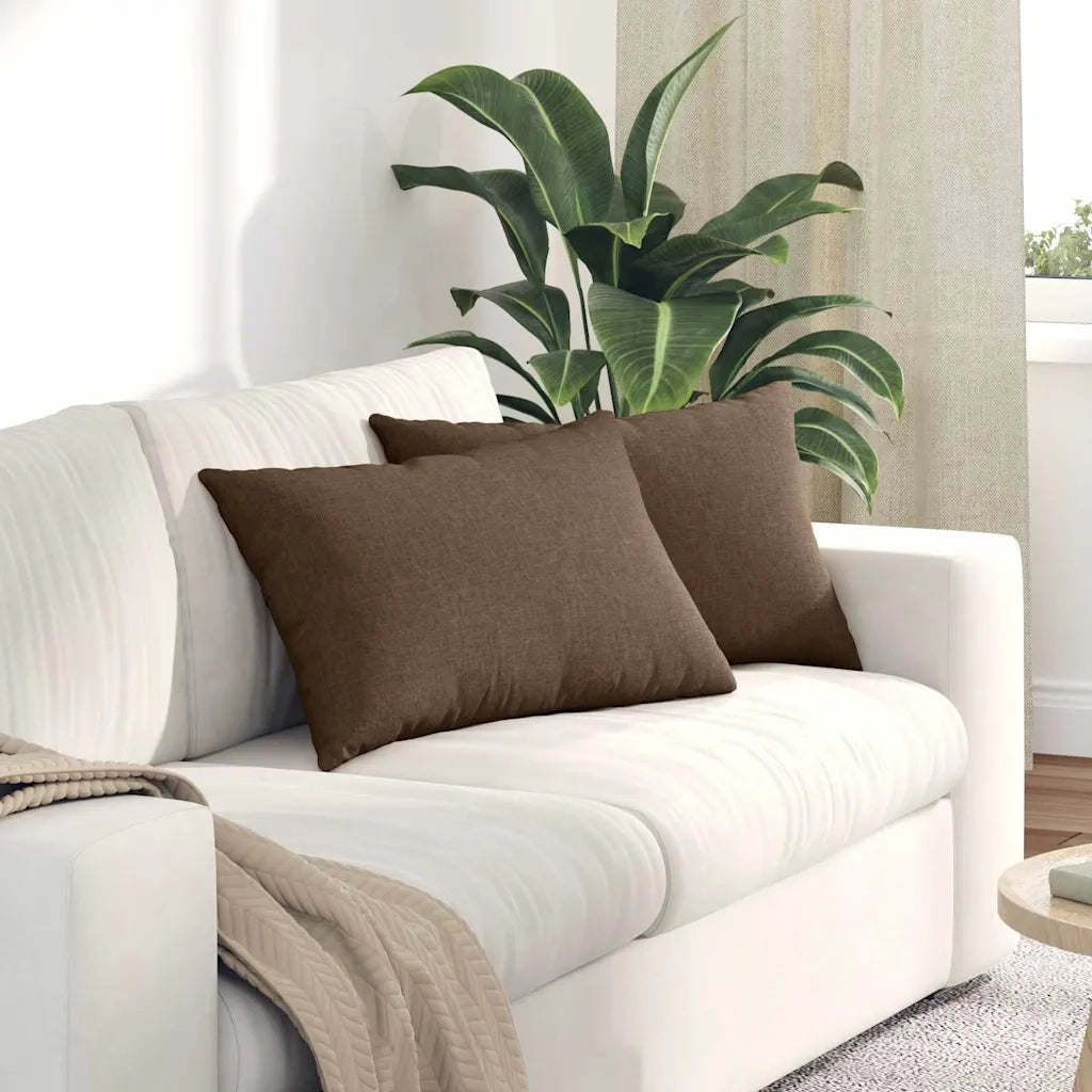 Cuscini da Divano 2 pcs Marrone 60 x 40 cm Tessuto