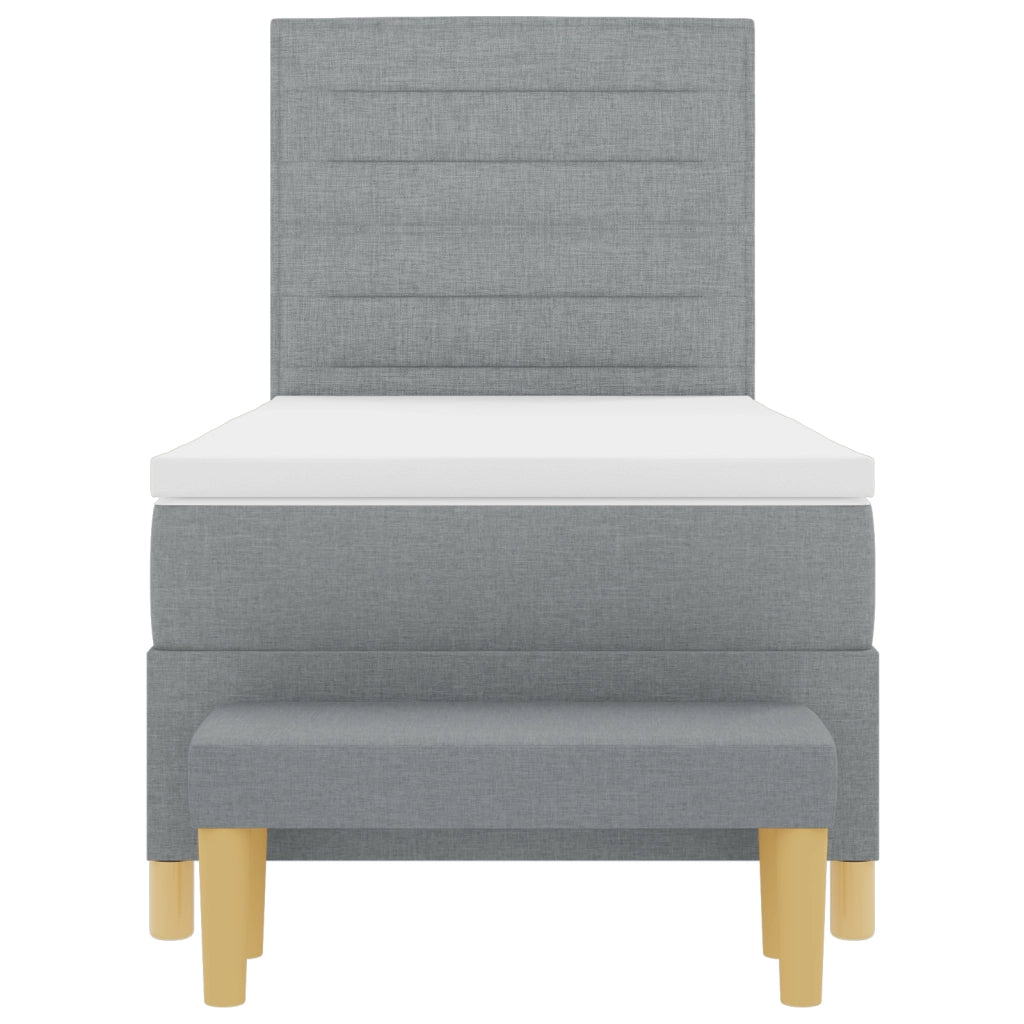 Letto a Molle con Materasso e Panchina Grigio Chiaro 100x200 cm Tessuto